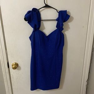 Royal blue glittery homecoming dress